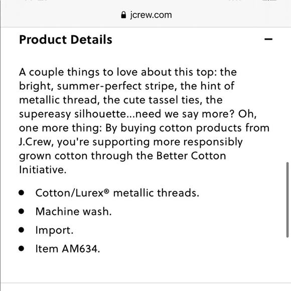 J. Crew Peasant Top in Metallic Pastel Stripe NEW - Picture 9 of 9